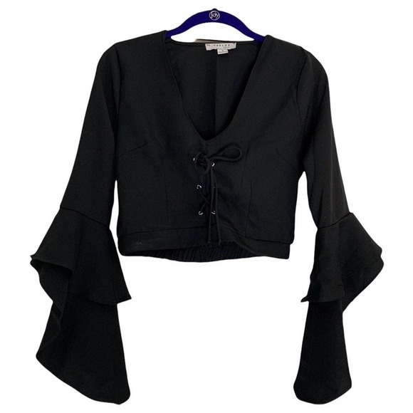 Favlux lace up ruffle sleeve crop top size large - Picture 1 of 4